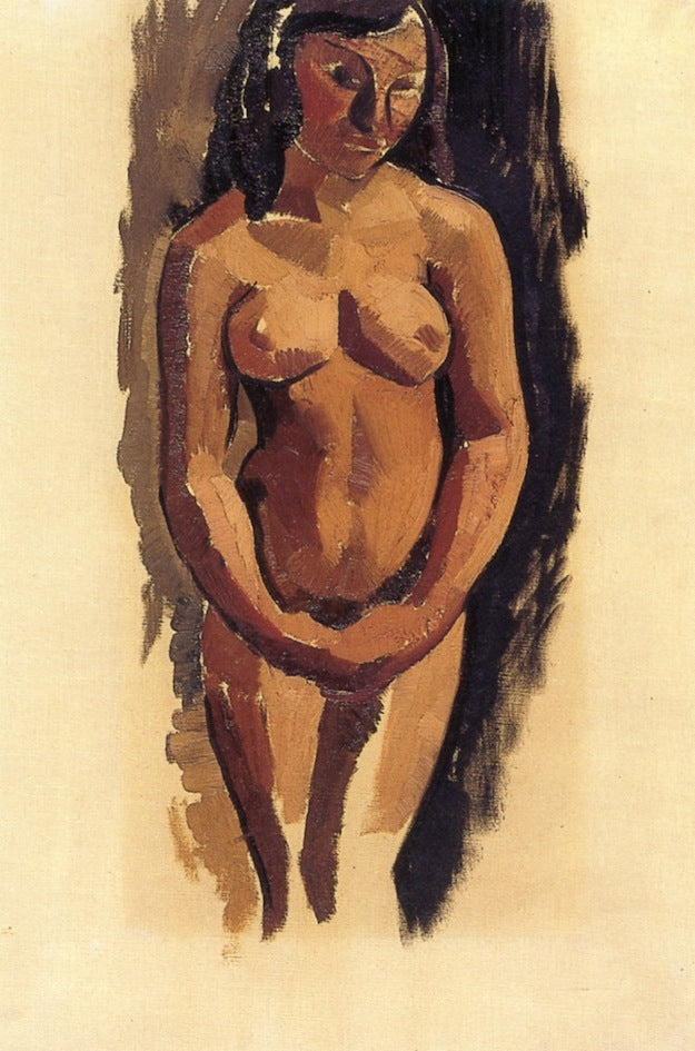Female Nude (study0, vintage artwork by Roger de la Fresnaye, 12x8" (A4) Poster