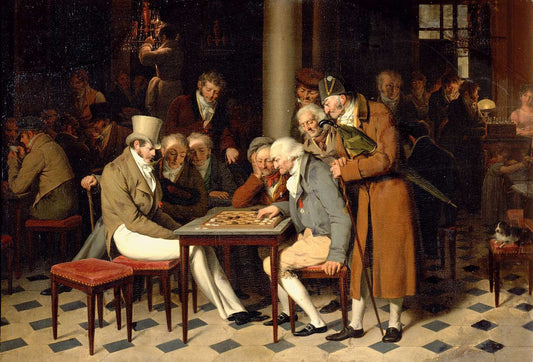 La partie de dames au cafe Lamblin au Palais-Royal, vintage artwork by Louis-Leopold Boilly, 12x8" (A4) Poster