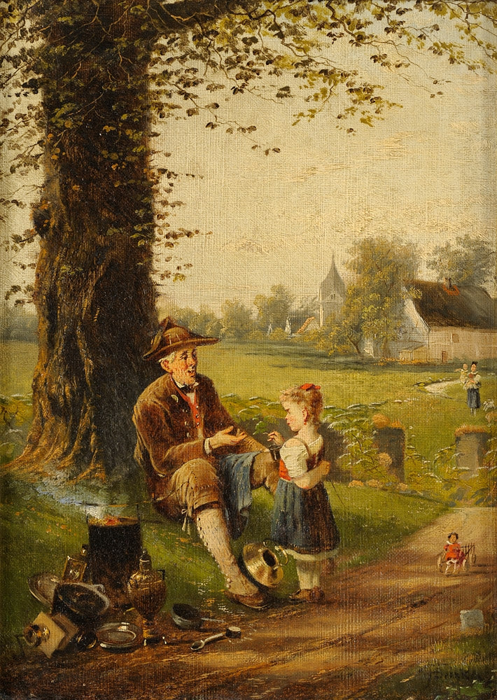 Der Tandler auf dem Land, vintage artwork by Fritz Beinke, 12x8" (A4) Poster
