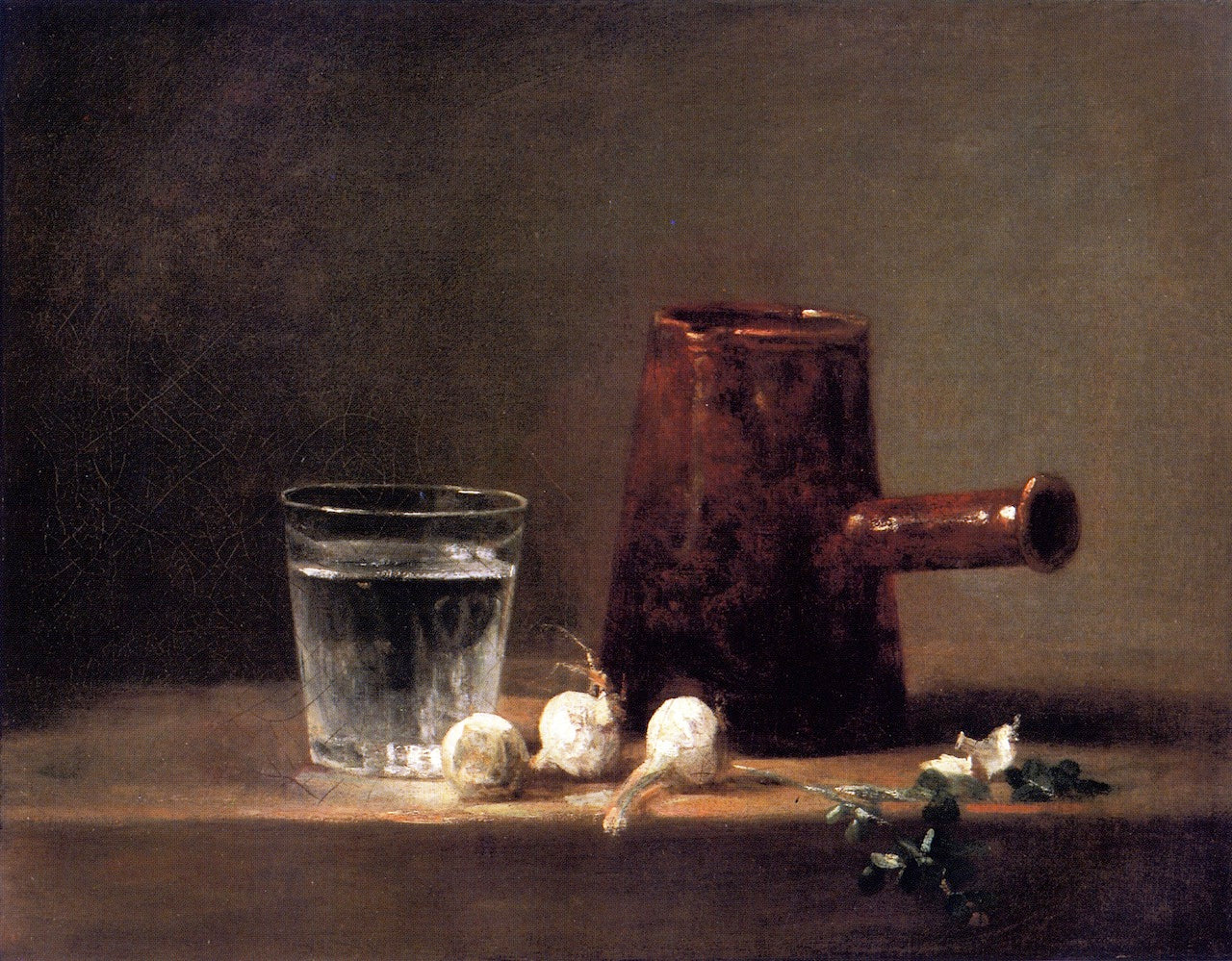 Glass of Water and Coffee Pot, vintage artwork by Jean-Baptiste-Simeon Chardin, 12x8" (A4) Poster