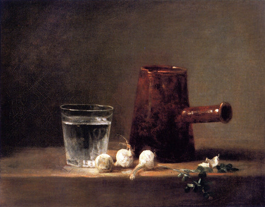 Glass of Water and Coffee Pot, vintage artwork by Jean-Baptiste-Simeon Chardin, 12x8" (A4) Poster