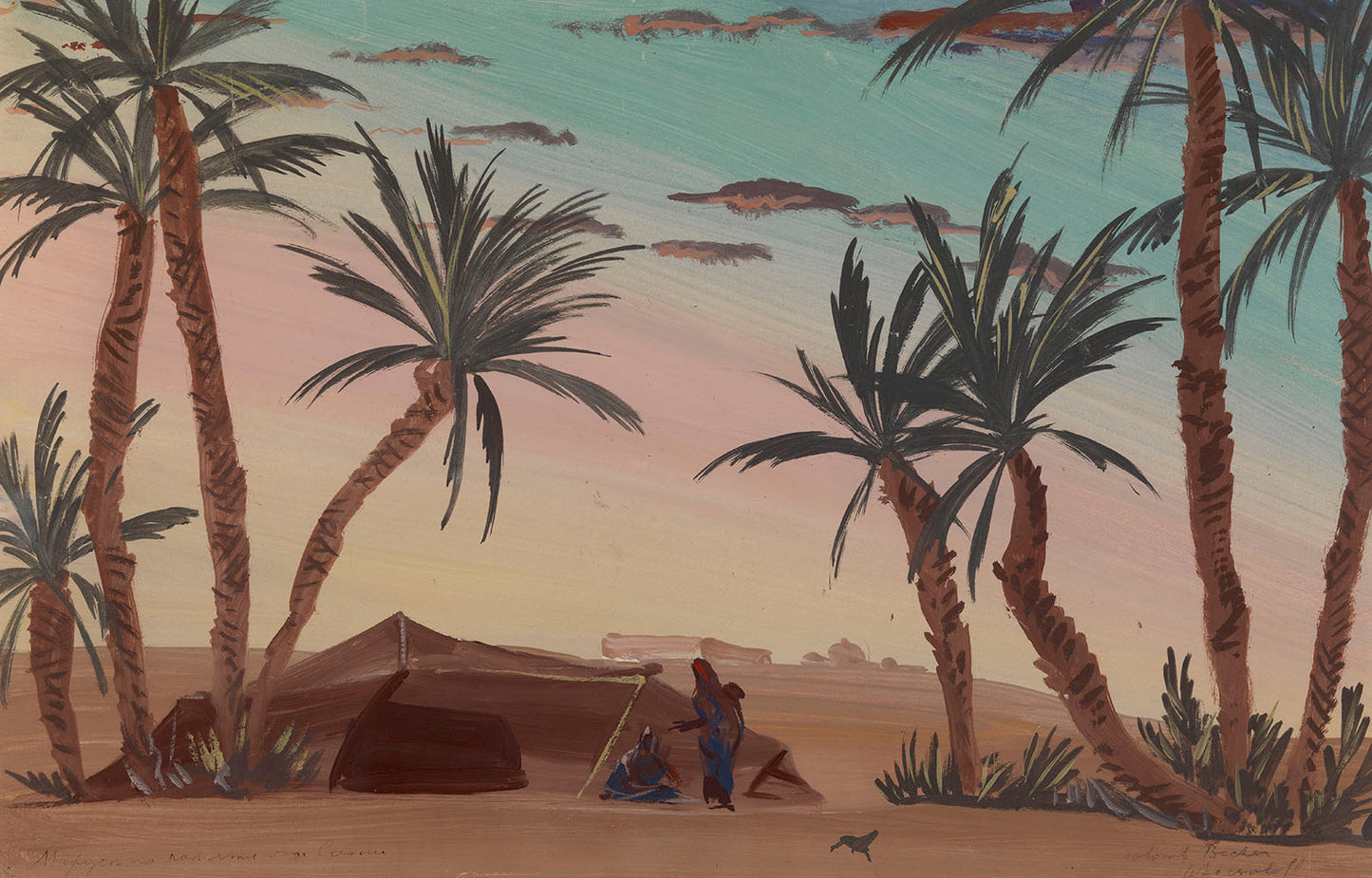 View of Colomb-Behar, Algeria, vintage artwork by Alexander Evgenievich Yakovlev, 12x8" (A4) Poster