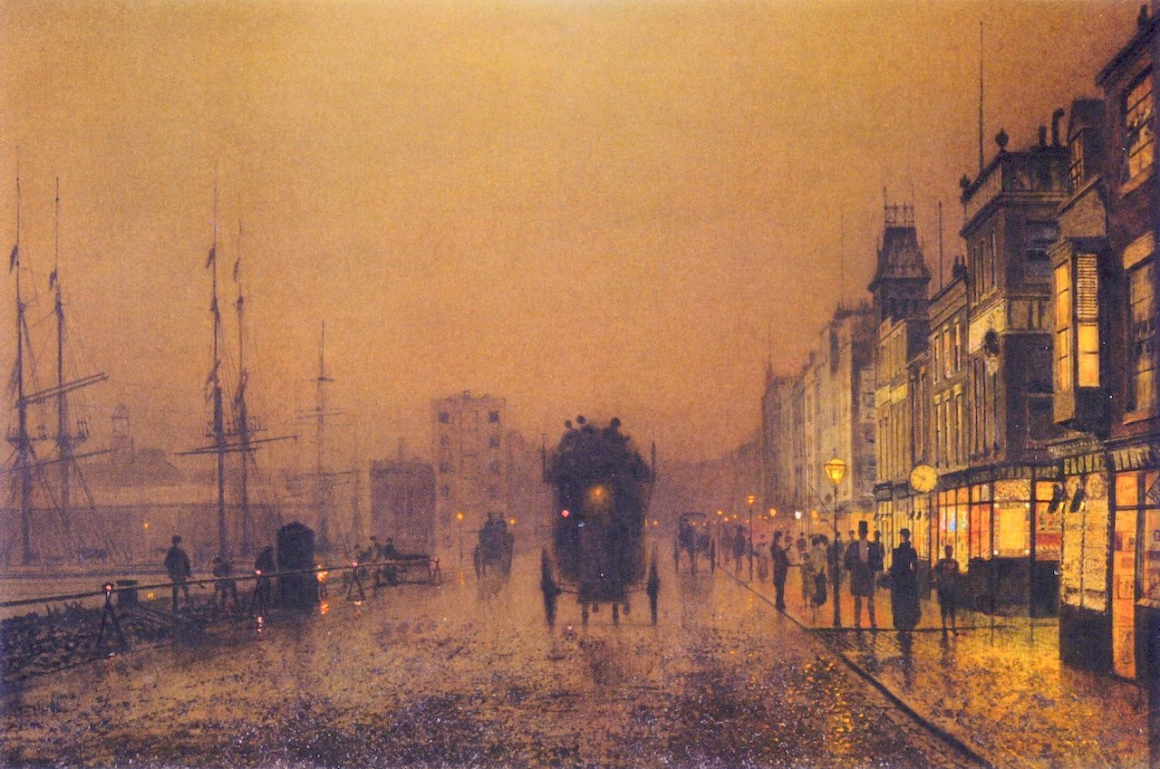 Liverpool from Wapping, vintage artwork by John Atkinson Grimshaw, 12x8" (A4) Poster