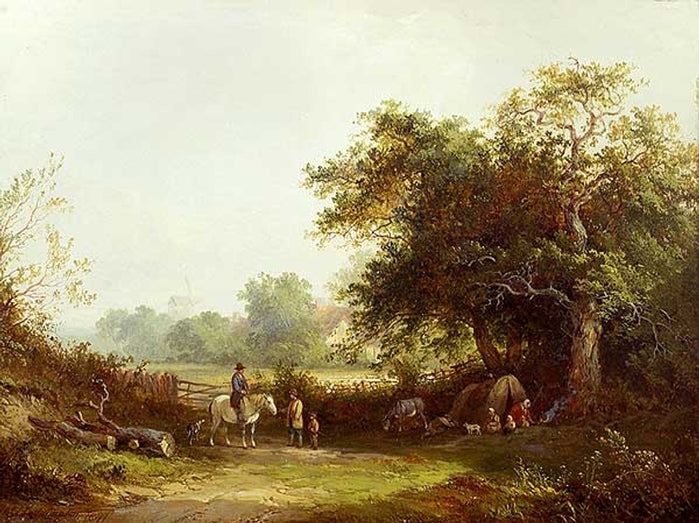 Camped by  the Roadside, vintage artwork by Henry John Boddington, A3 (16x12") Poster Print