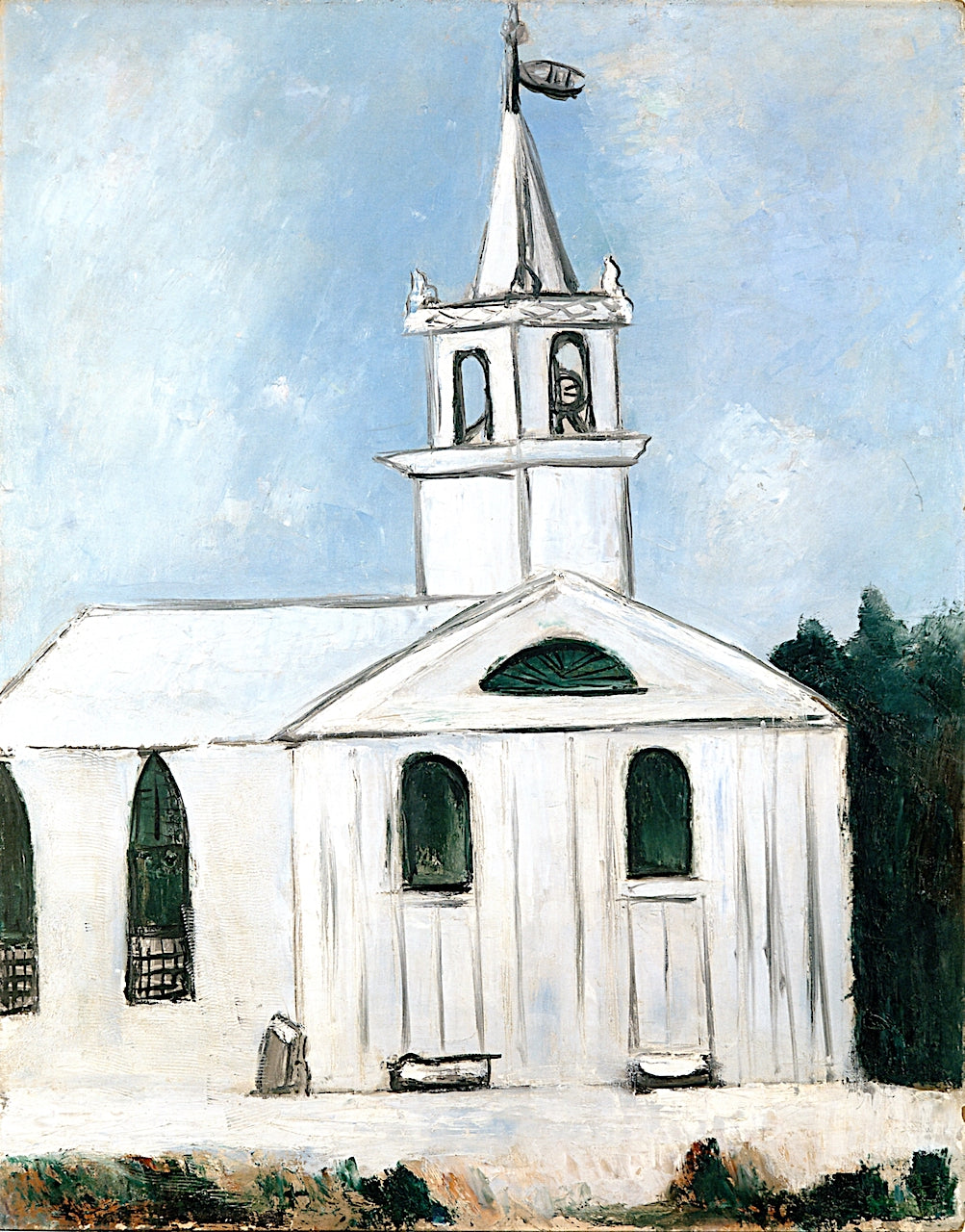 Church at Head Tide, Maine, vintage artwork by Marsden Hartley, 12x8" (A4) Poster