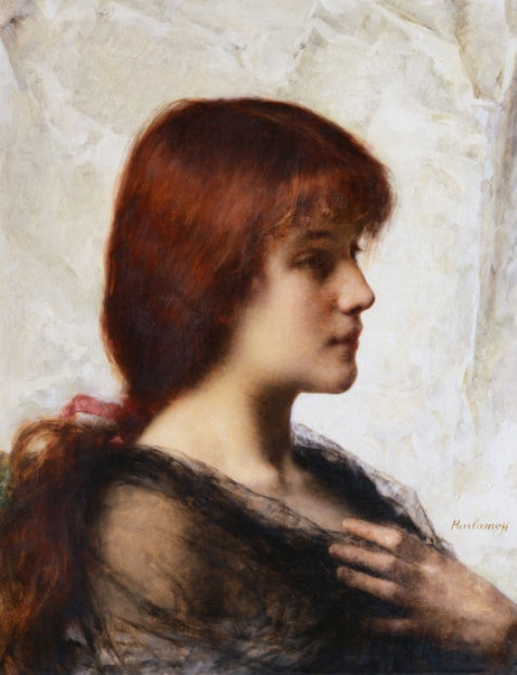 An auburn beauty, vintage artwork by Alexei Harlamoff, 12x8" (A4) Poster