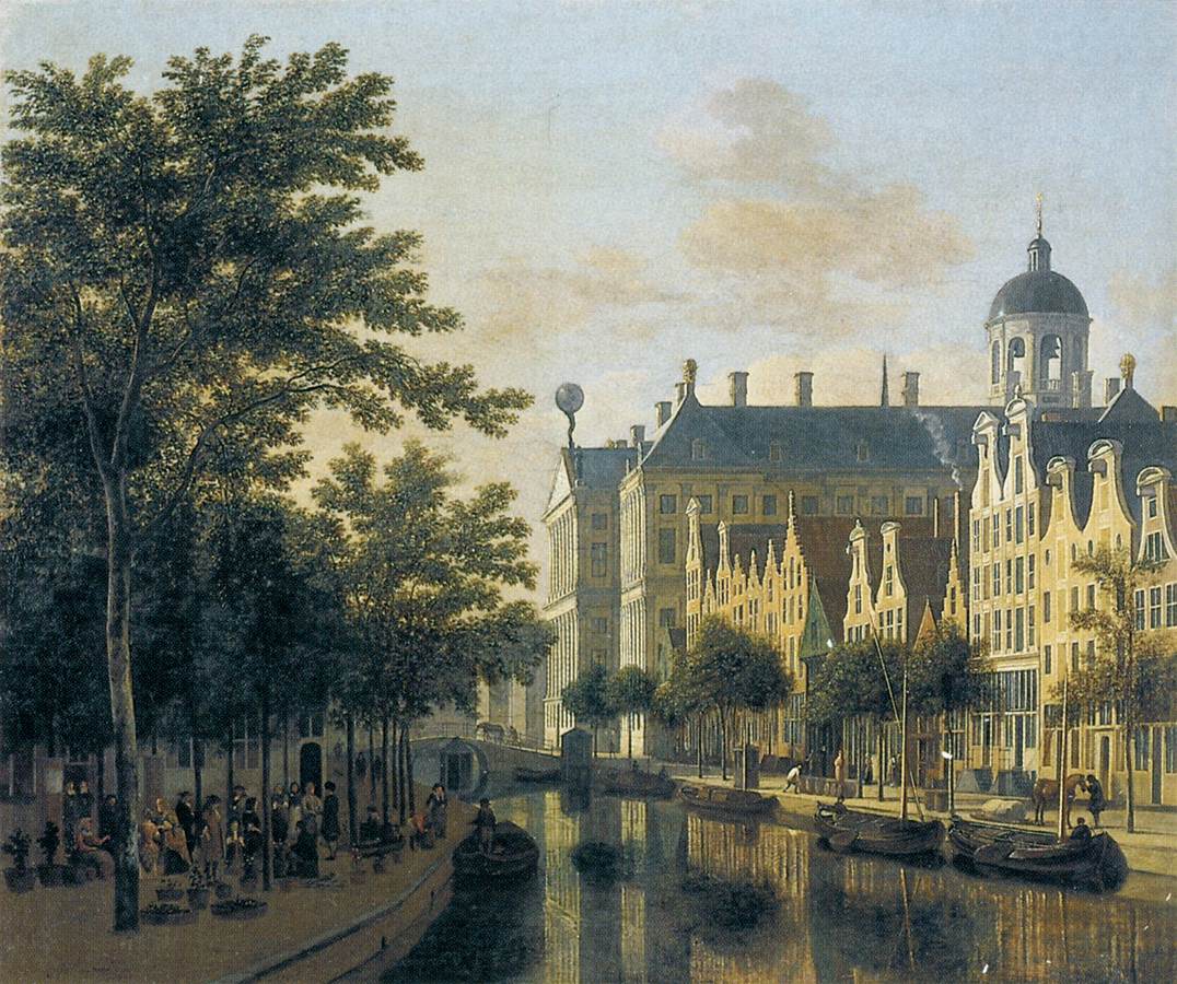 The Nieuwezijds Voorburgswal in Amsterdam, vintage artwork by Gerrit Adriaensz.Berckheyde, 12x8" (A4) Poster