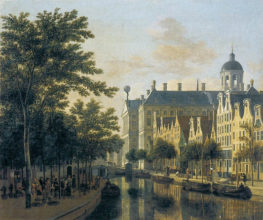 The Nieuwezijds Voorburgswal in Amsterdam, vintage artwork by Gerrit Adriaensz.Berckheyde, 12x8" (A4) Poster