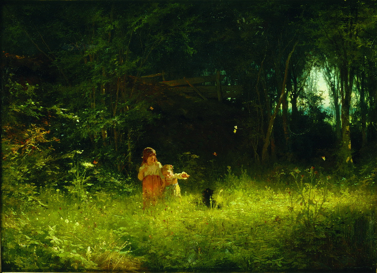 Children in the Woods, vintage artwork by Ivan Kramskoi, 12x8" (A4) Poster