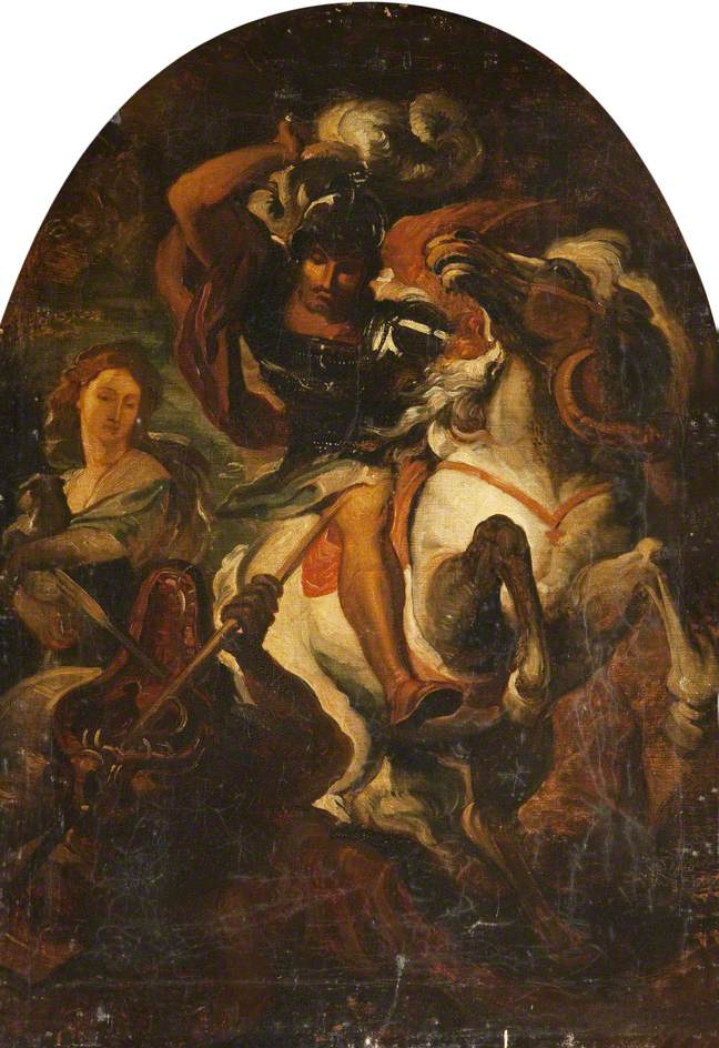 Saint George and the Dragon (after Peter Paul Rubens), vintage artwork by Joseph Severn, A3 (16x12") Poster Print