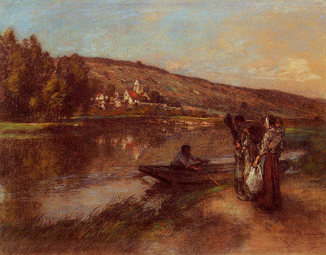 Le Passeur, vintage artwork by Leon Augustin Lhermitte, 12x8" (A4) Poster