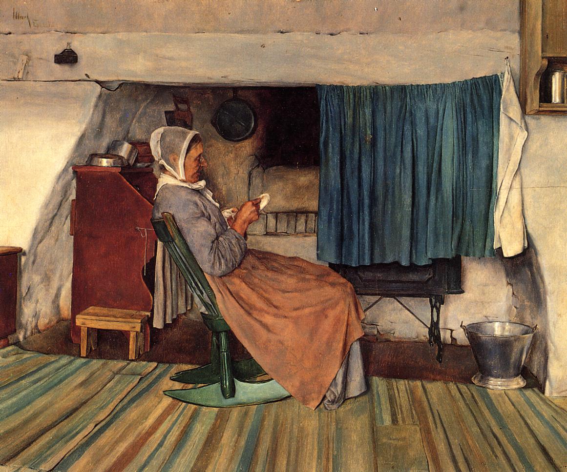 An Old Fire Place, vintage artwork by Franz von Lenbach, 12x8" (A4) Poster