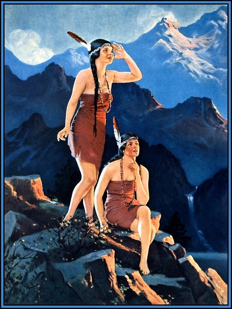 Two Indian Maidens on the Rock by Edward Mason Eggleston,16x12(A3) Poster