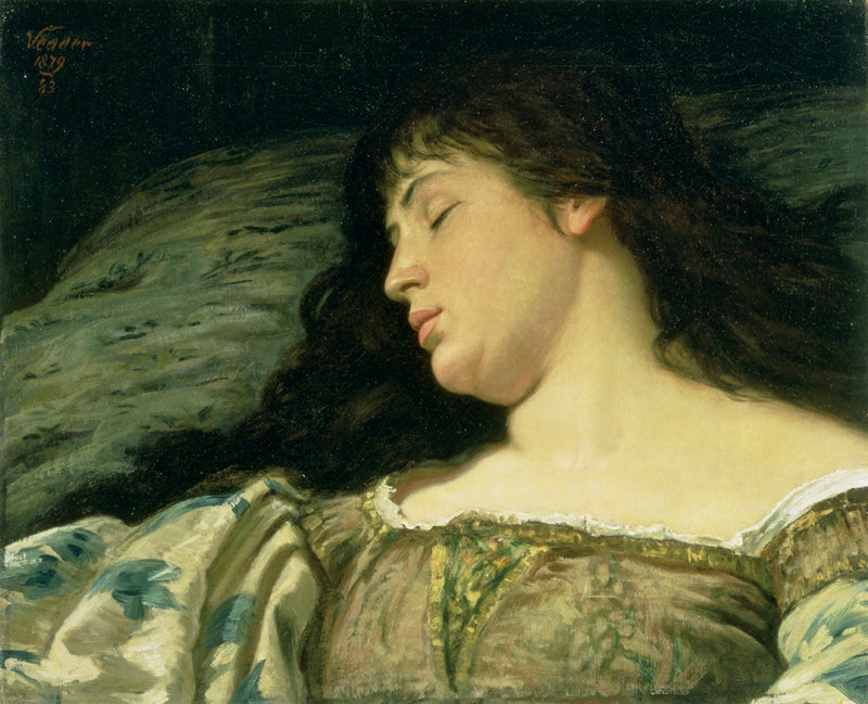 The Sleeping Girl, vintage artwork by Elihu Vedder, 12x8" (A4) Poster