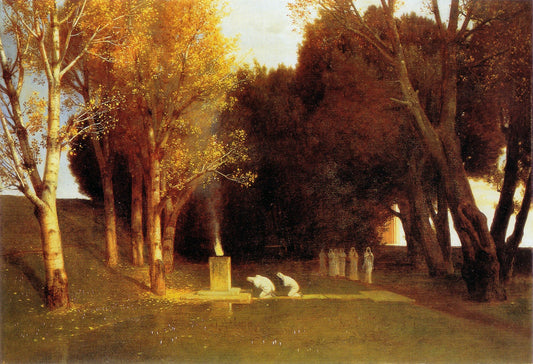 Sacred Grove, vintage artwork by Arnold Böcklin, 12x8" (A4) Poster