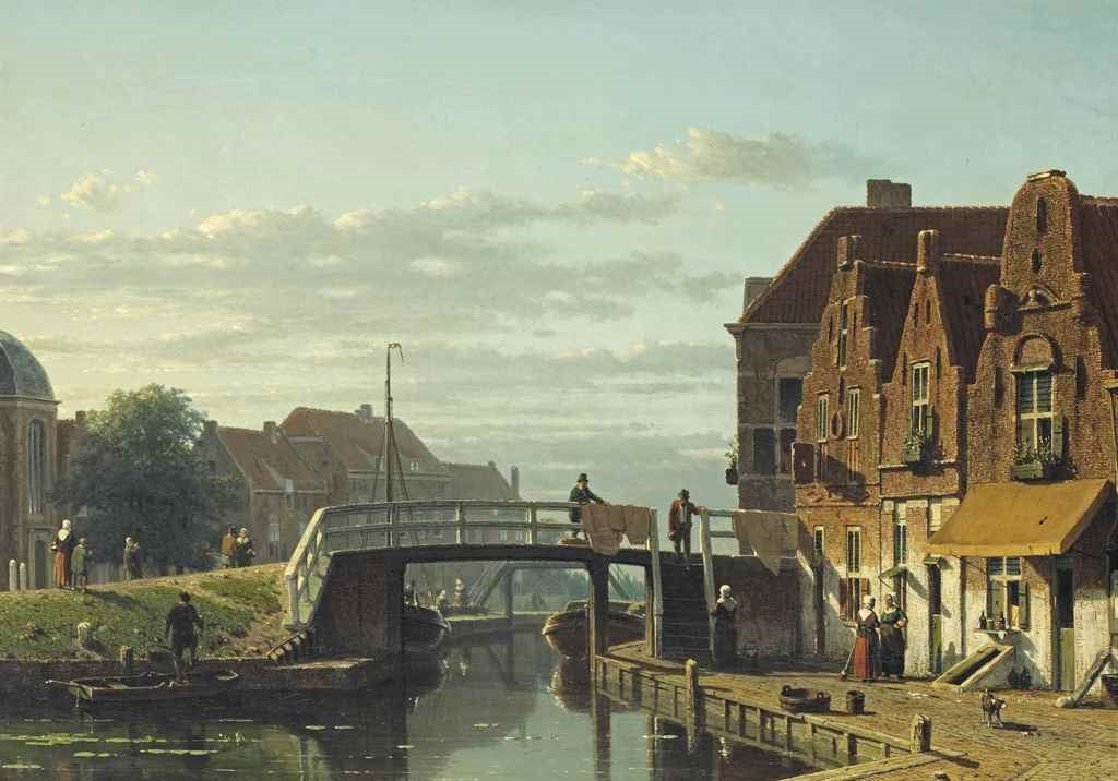 View of the Delftsekade, Leidshendam, vintage artwork by Johannes 'Jan' Weissenbruch, 12x8" (A4) Poster