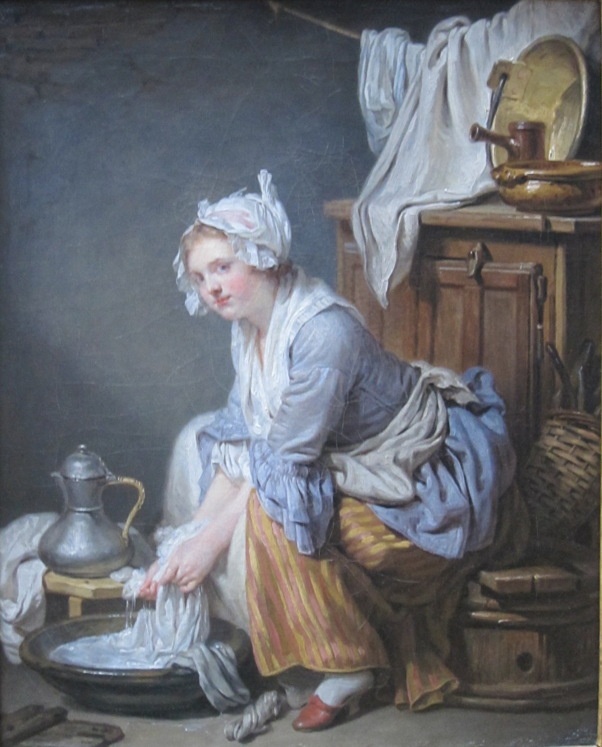 The Laundress, vintage artwork by Jean-Baptiste Greuze, 12x8" (A4) Poster