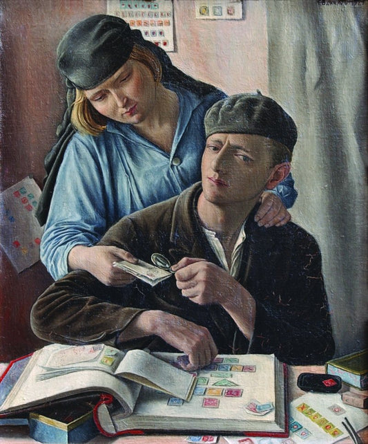 The philatheliste, vintage artwork by François-Emile Barraud, 12x8" (A4) Poster
