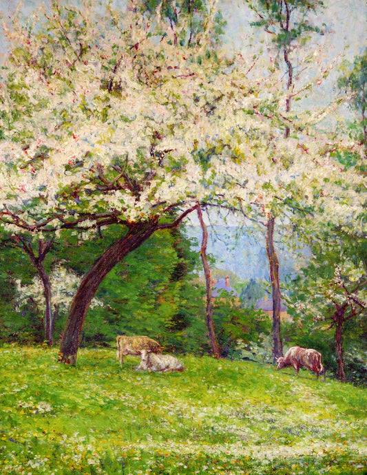 Springtime in Normandy, vintage artwork by Wynford Dewhurst, 12x8" (A4) Poster