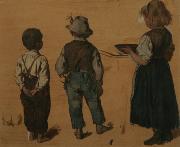 Children, vintage artwork by Josef Buche, 12x8" (A4) Poster