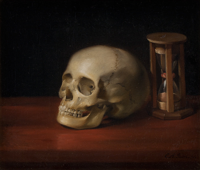Skull and Hourglass, vintage artwork by Christian Albrecht Jensen, 12x8" (A4) Poster