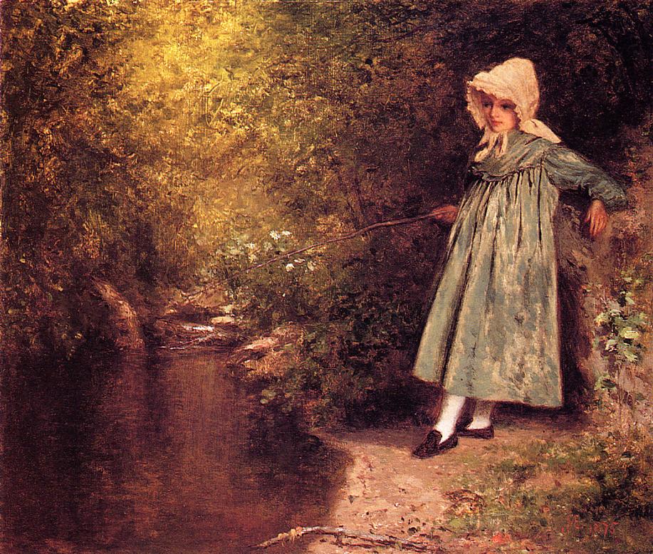 My Little Fisher Girl, vintage artwork by Jervis McEntee, 12x8" (A4) Poster
