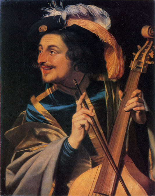 Man with Viola, vintage artwork by Gerard van Honthorst, 12x8" (A4) Poster