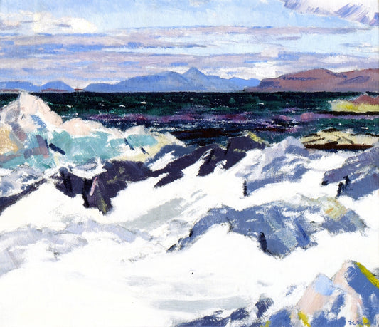 Island of Rum from Iona, vintage artwork by Francis Campbell Boileau (F.C.B.) Cadell, 12x8" (A4) Poster