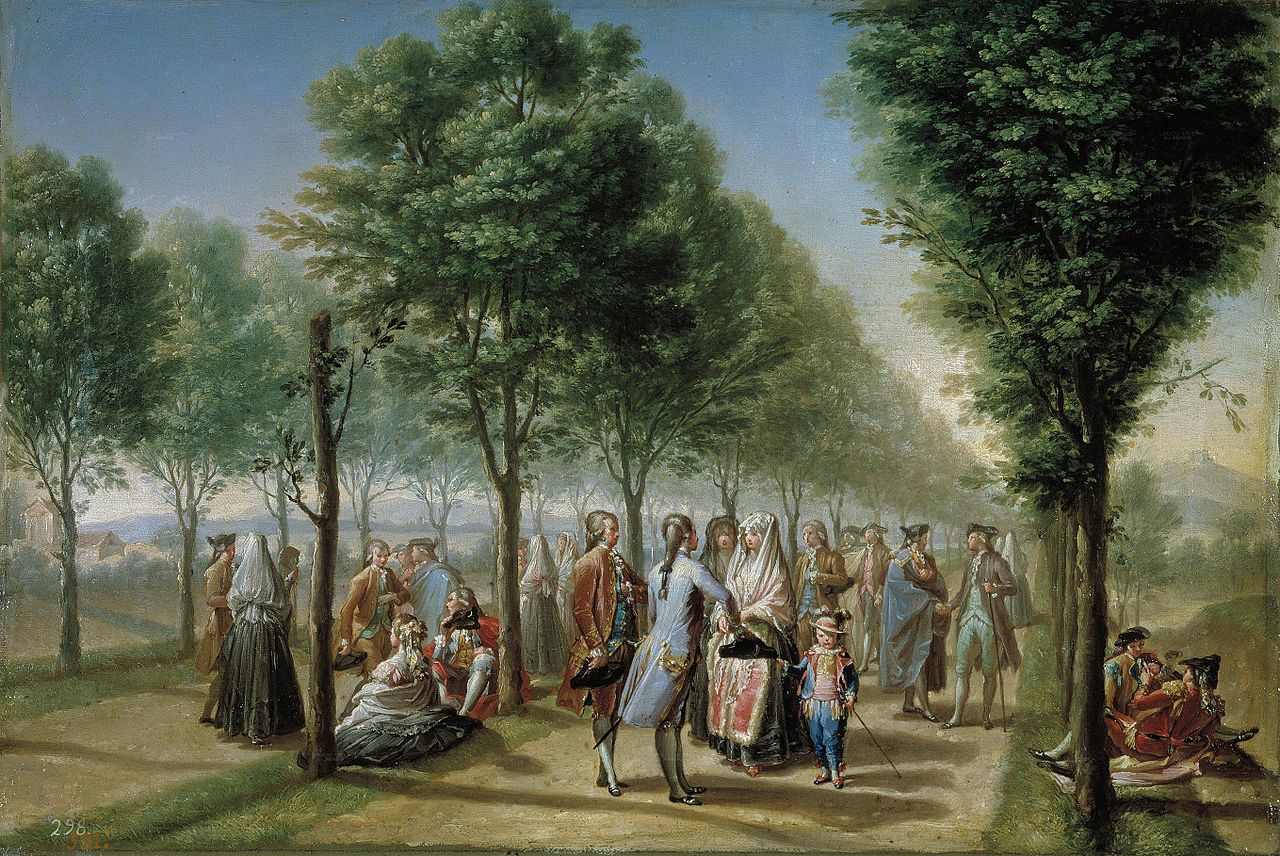 El paseo de las Delicias, en Madrid, vintage artwork by Francisco Bayeu y Subias, 12x8" (A4) Poster