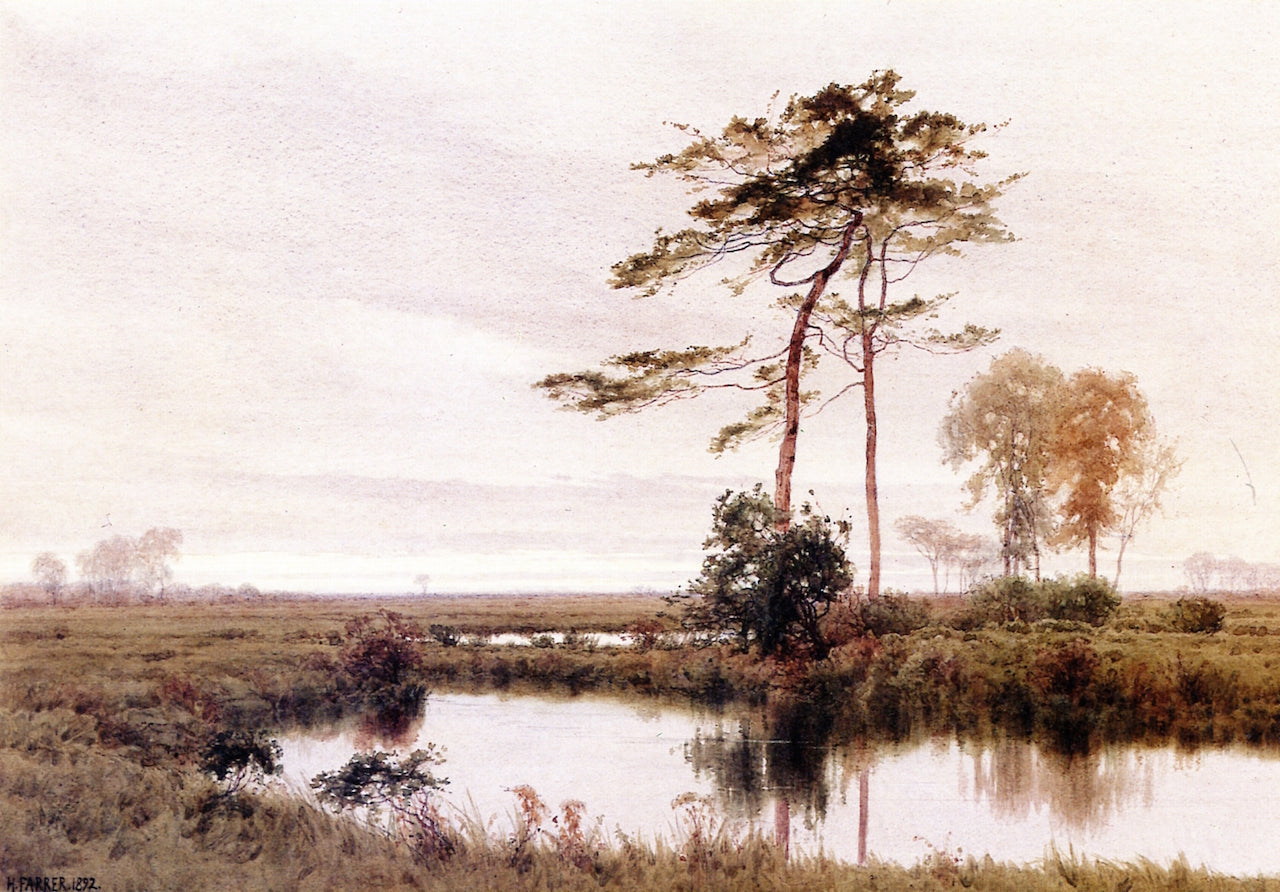 A Reflecting Pond, vintage artwork by Henry Farrer, 12x8" (A4) Poster