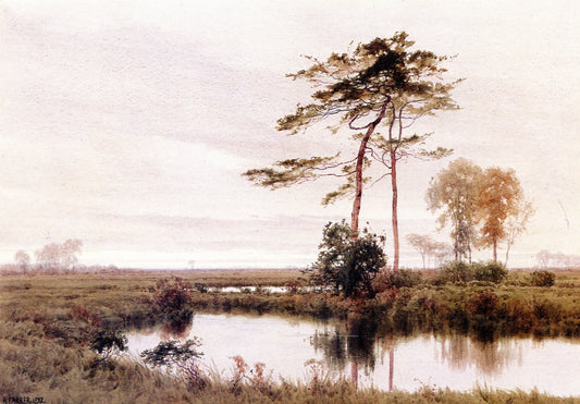 A Reflecting Pond, vintage artwork by Henry Farrer, 12x8" (A4) Poster