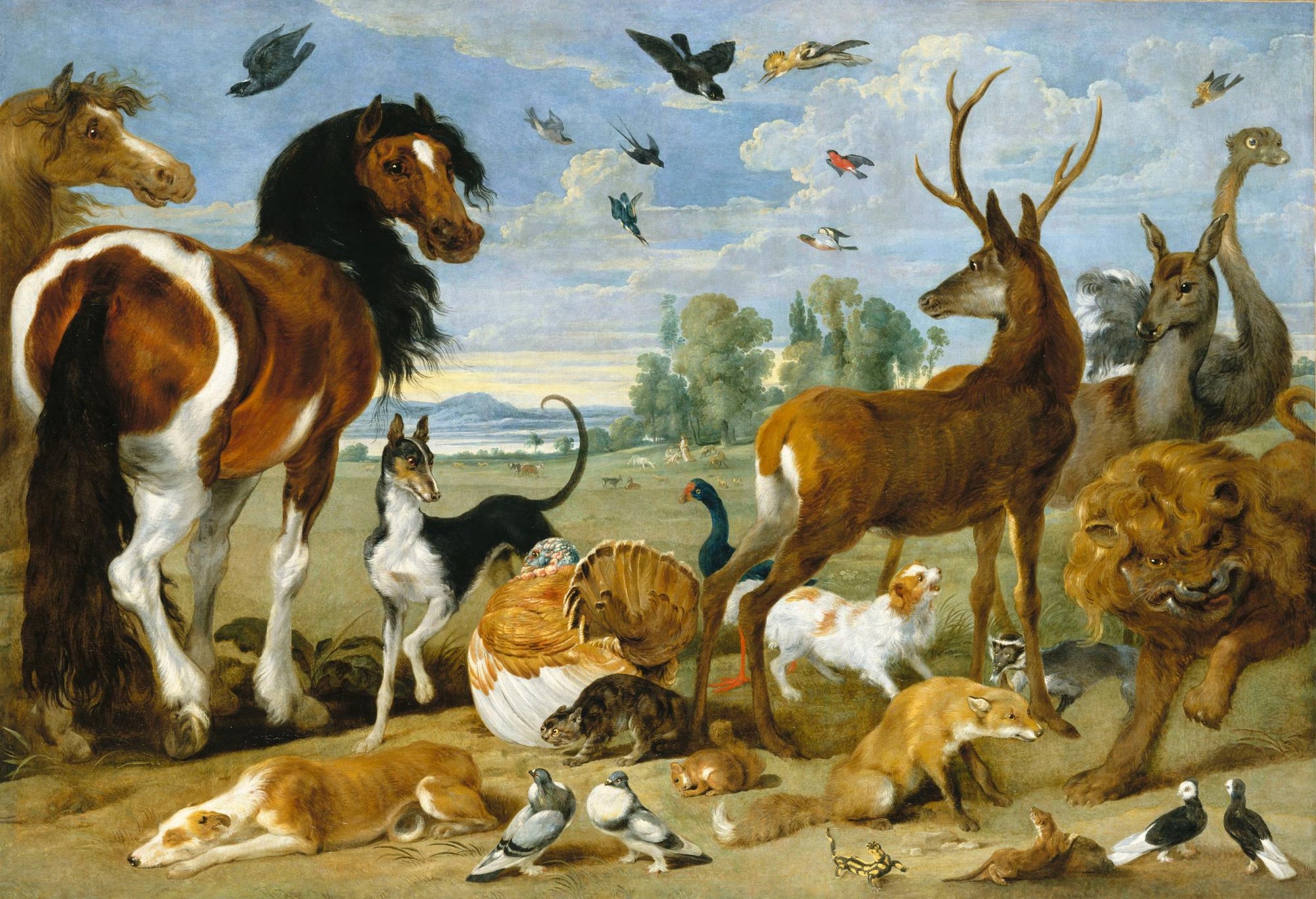 Animals Entering the Ark of Noah, vintage artwork by Paul de Vos, 12x8" (A4) Poster