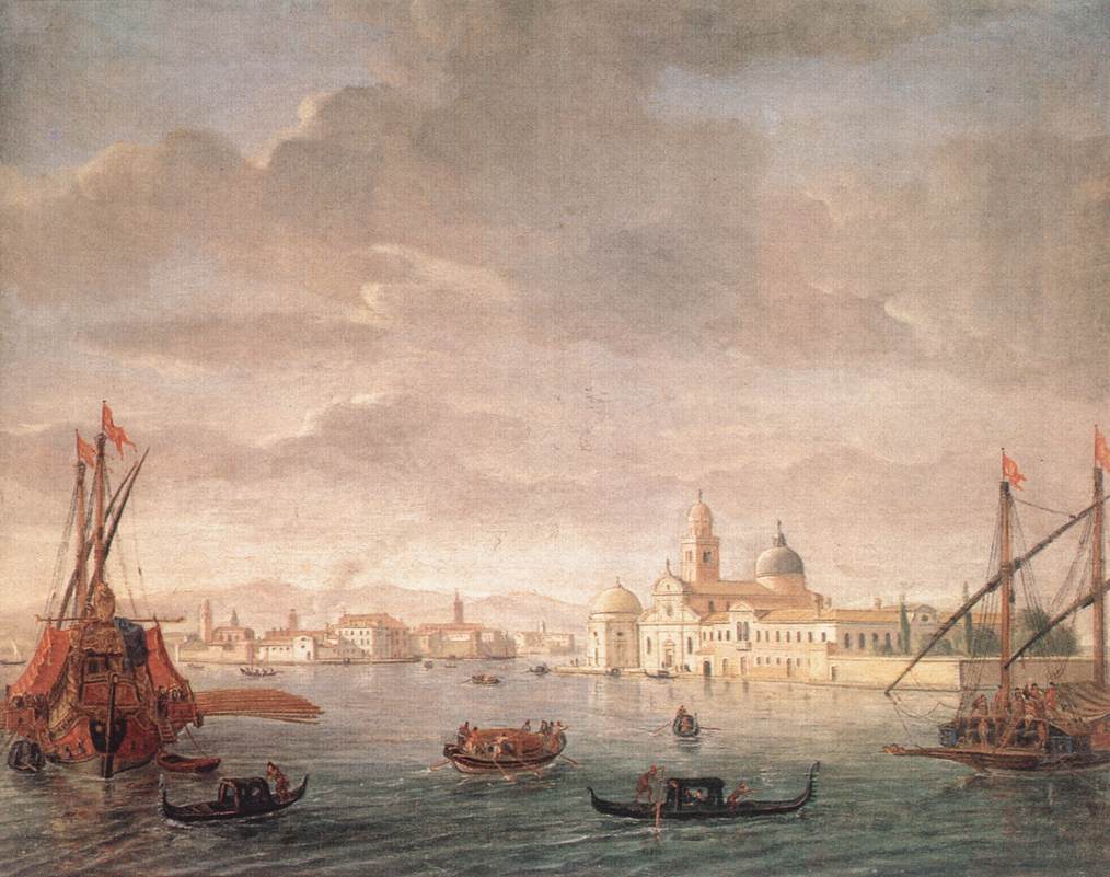 The Island of San Michele, Looking toward Murano, vintage artwork by Caspar van Wittel, 12x8" (A4) Poster