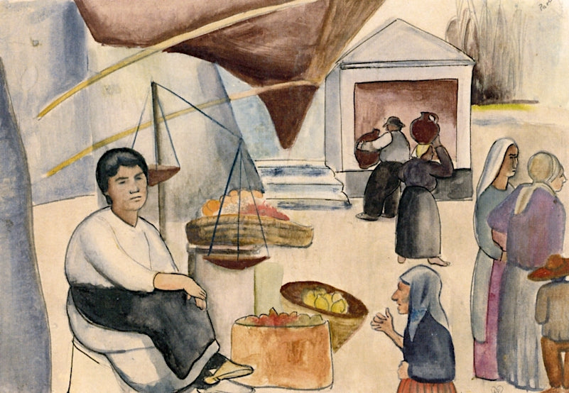 Market in Paola, Calabria by Anita Rée,16x12(A3) Poster