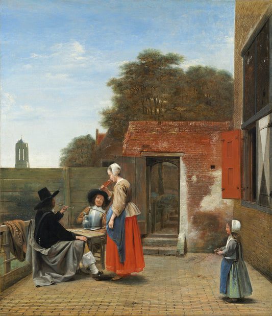 A Dutch Courtyard, vintage artwork by Pieter de Hooch, 12x8" (A4) Poster