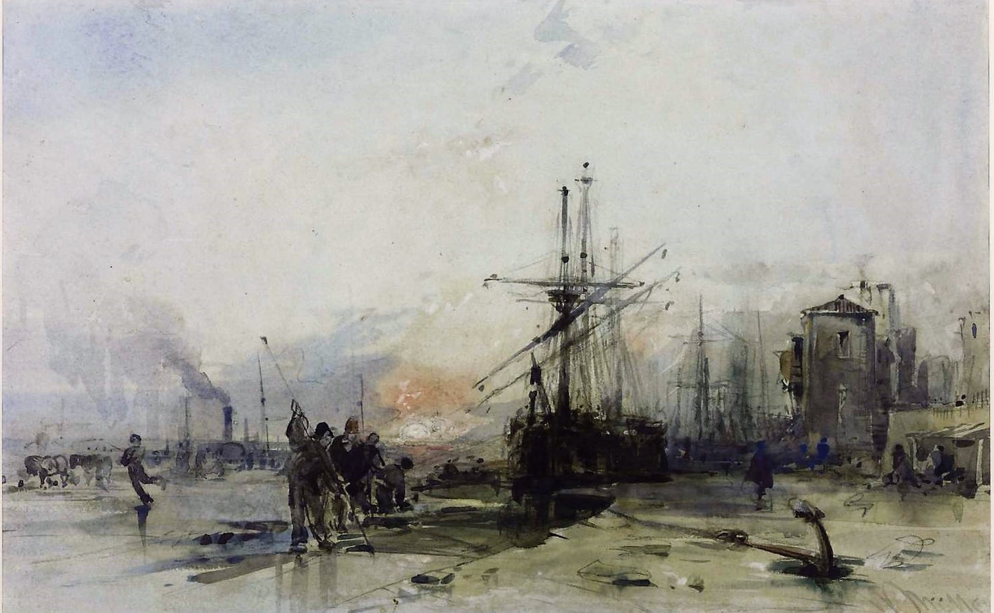 Bristol Harbour in Ice, vintage artwork by William James Müller, A3 (16x12") Poster Print