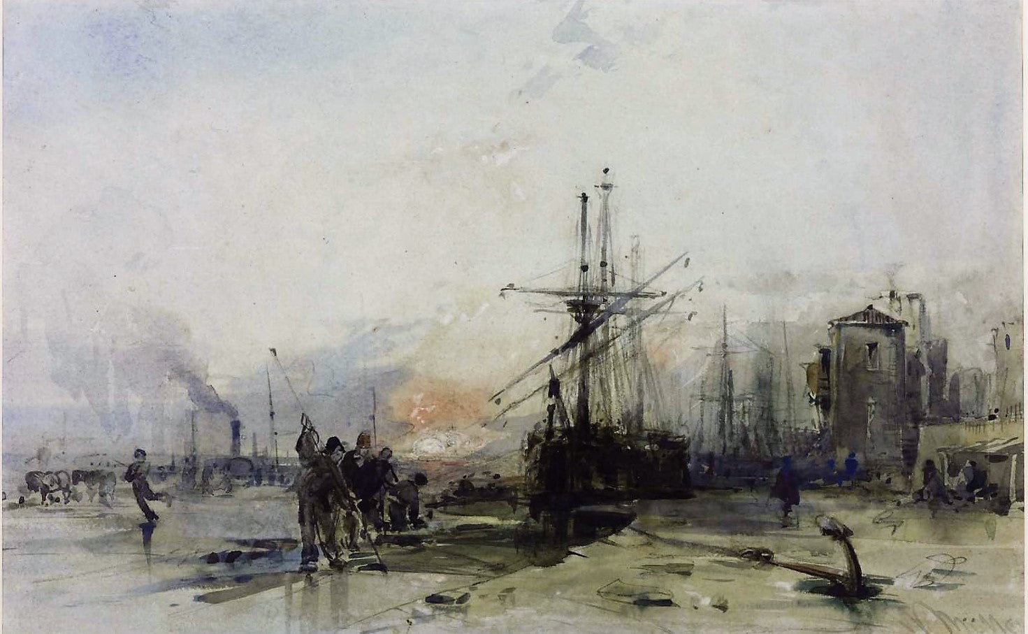 Bristol Harbour in Ice, vintage artwork by William James Müller, A3 (16x12") Poster Print