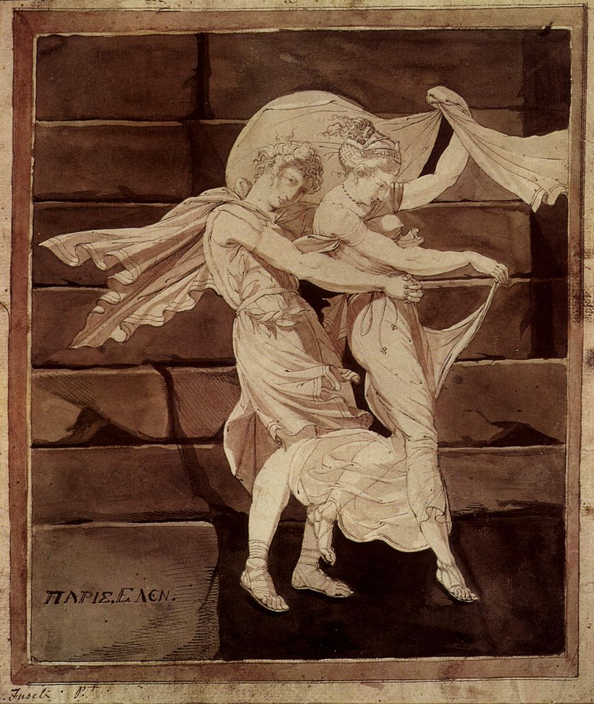 Aphrodite leads Paris to a duel with Menelaus, vintage artwork by Johann Heinrich Füseli, 12x8" (A4) Poster