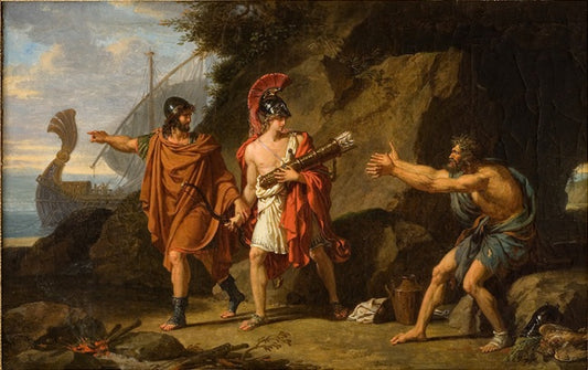Ulysses and Neoptolemus Taking Hercules’ Arrows from Philoctetes, vintage artwork by François-Xavier Fabre, 12x8" (A4) Poster
