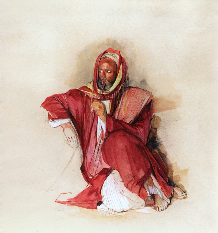 Seated Arab Merchant at Suez, vintage artwork by John Frederick Lewis, RA, A3 (16x12