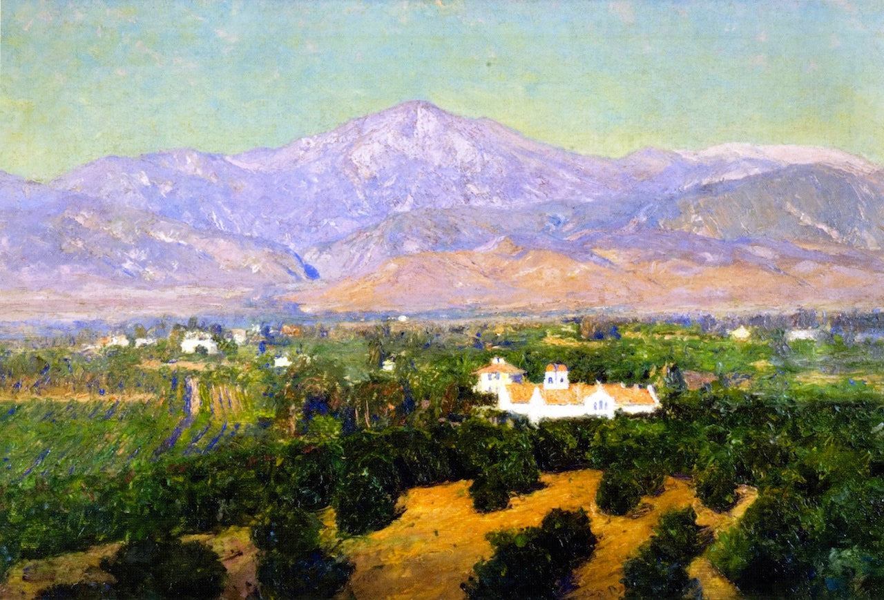 Mount San Bernardino, from Smiley's Heights, Redlands, vintage artwork by Theodore Clement Steele, 12x8" (A4) Poster