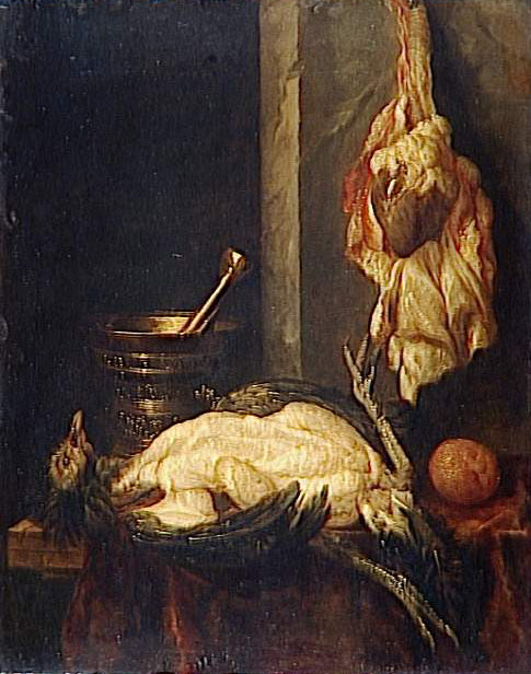 Still Life with Turkey, vintage artwork by Abraham van Beyeren, 12x8" (A4) Poster