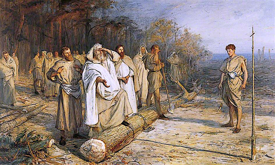 Fixing the Site of an Early Christian Altar, vintage artwork by John Pettie, RA, 12x8" (A4) Poster