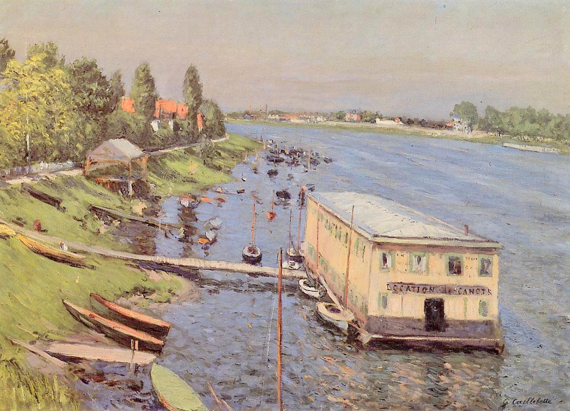Boathouse in Argenteuil, vintage artwork by Gustave Caillebotte, 12x8" (A4) Poster