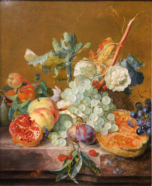 Still-Life of Fruit, vintage artwork by Jan van Huysum, 12x8" (A4) Poster