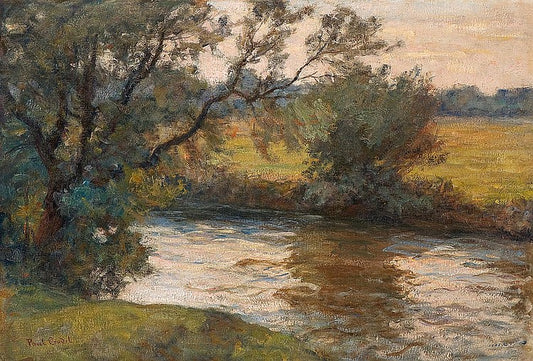 Summer Evening on the River, vintage artwork by Paul Eduard Crodel, 12x8" (A4) Poster