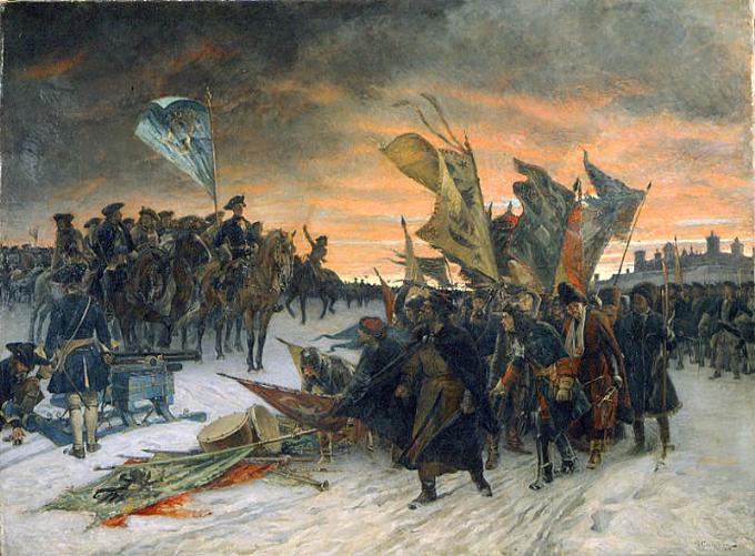 Victory at Narva, vintage artwork by Gustaf Cederstrom, 12x8" (A4) Poster