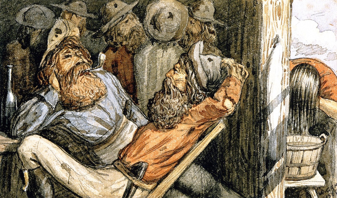 British Columbia Miners, vintage artwork by William George Richardson Hind, 12x8" (A4) Poster