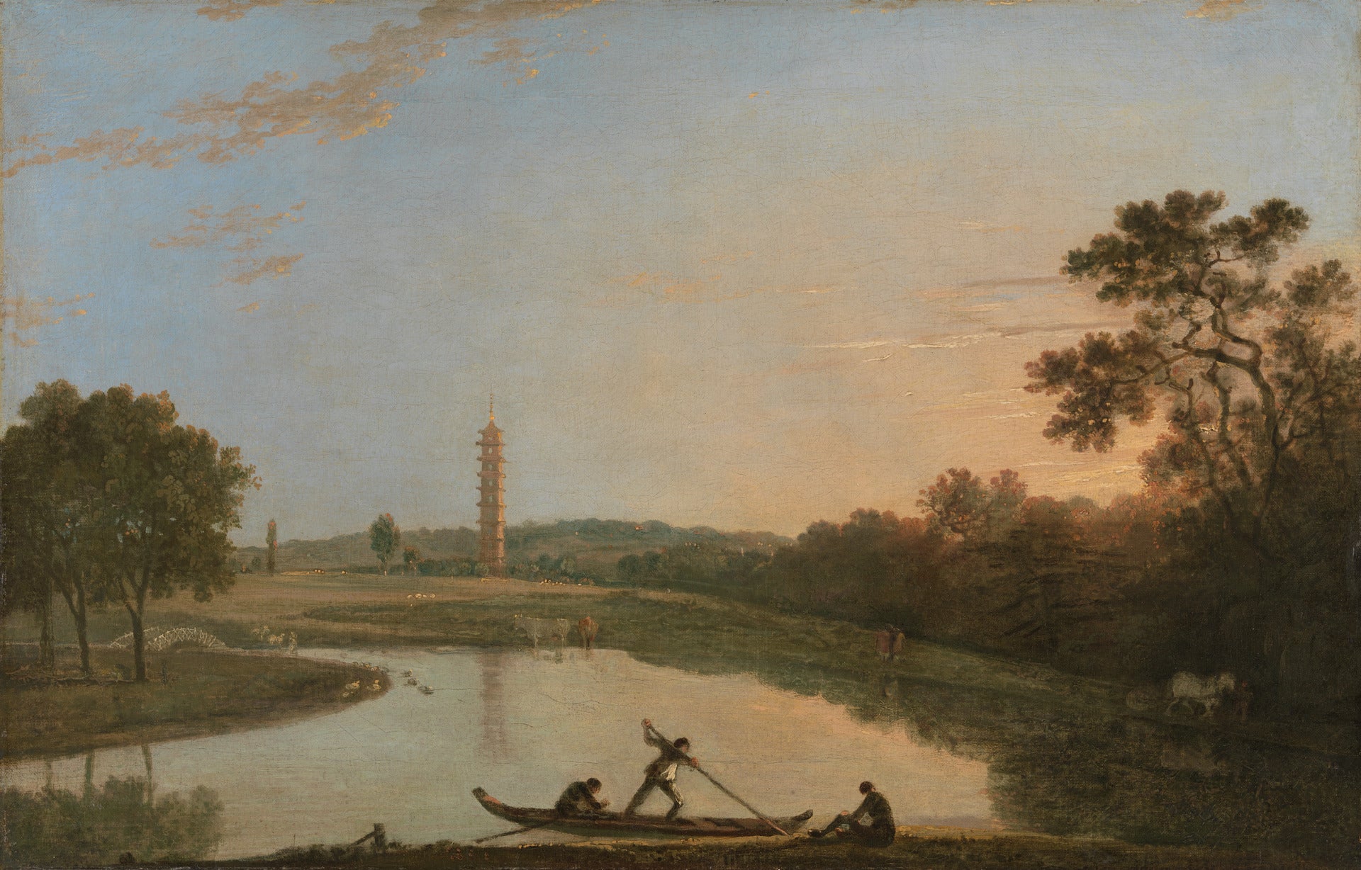 Kew Gardens: The Pagoda and Bridge, vintage artwork by Richard Wilson, R. A., 12x8" (A4) Poster