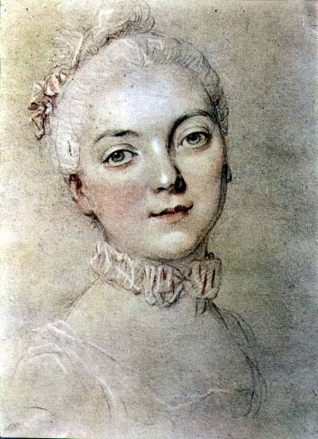 Portrait of Madame du Barry, vintage artwork by François-Hubert Drouais, 12x8" (A4) Poster